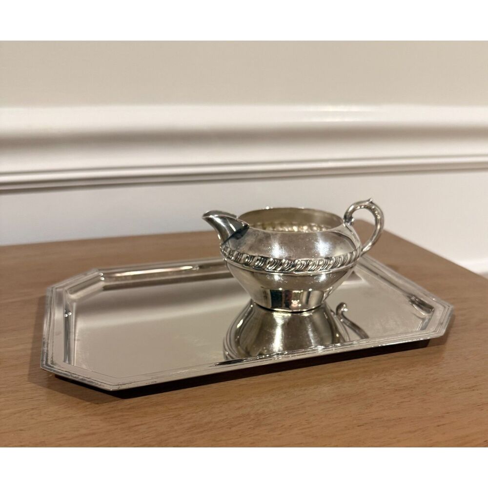 Vintage Lehman Bros Silver Creamer & Unbranded Tray Set